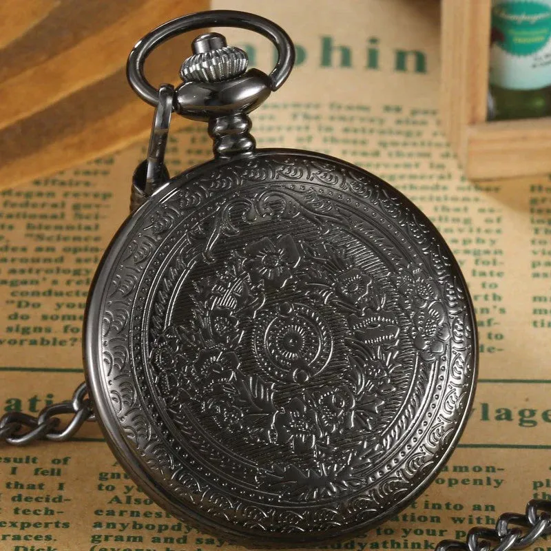 Unisex Retro Vintage Antique Roman Number Pocket Watch With Chain