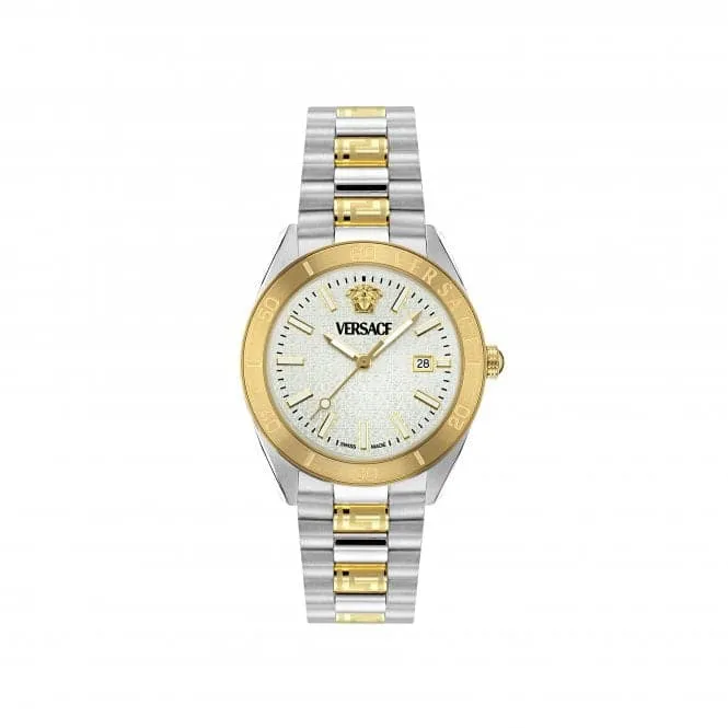Versace Timeless V Dome White-Silver Sapphire Watch VE8E00424