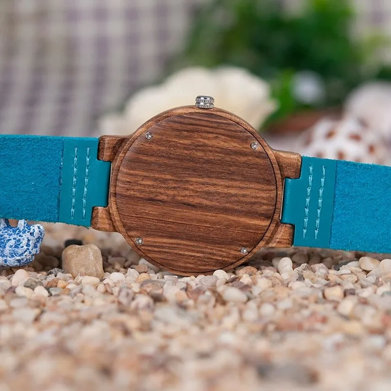 Women Bamboo Wood Analog Quartz Japanese Wristwatches