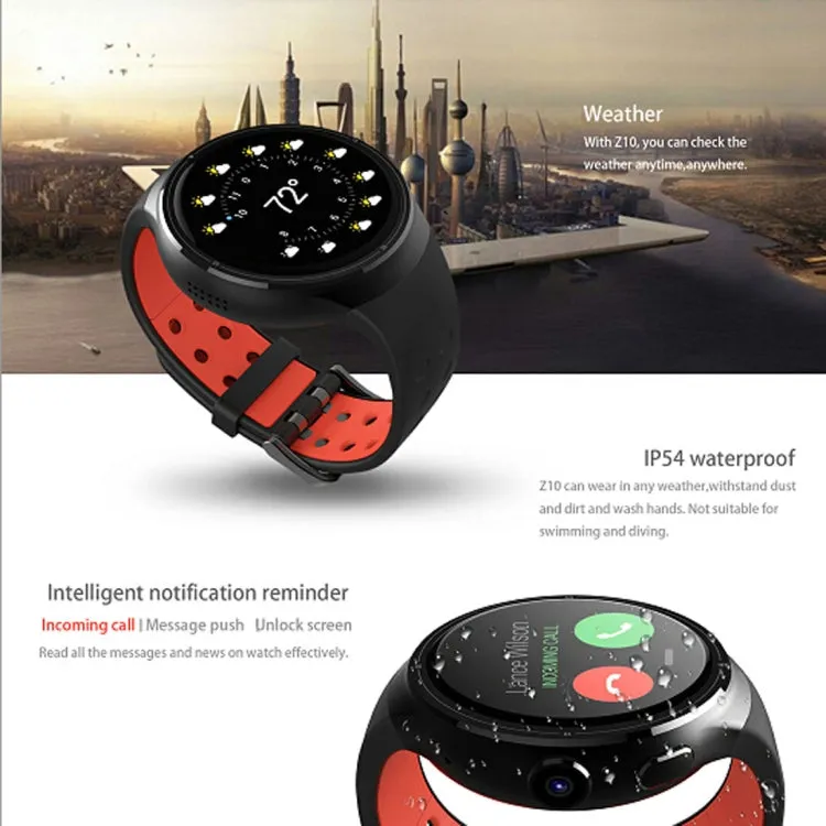 Z10 400*400 Pixel AMOLED 1.39 Inch Round Touch Screen Display Smart Watch, IP54 Waterproof, Support Pedometer / Heart Rate Monitor / GPS Navigation / Notification Remind / Call Reminder / Camera Remot ... rol / Calories Burned, Support Android 5.1(Silver)