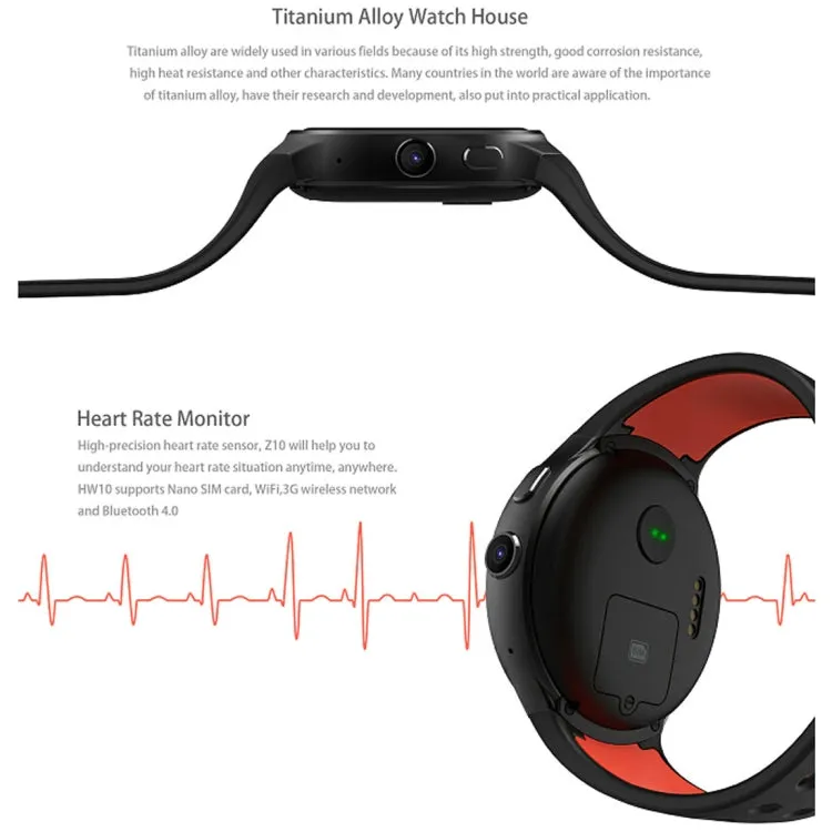 Z10 400*400 Pixel AMOLED 1.39 Inch Round Touch Screen Display Smart Watch, IP54 Waterproof, Support Pedometer / Heart Rate Monitor / GPS Navigation / Notification Remind / Call Reminder / Camera Remot ... rol / Calories Burned, Support Android 5.1(Silver)