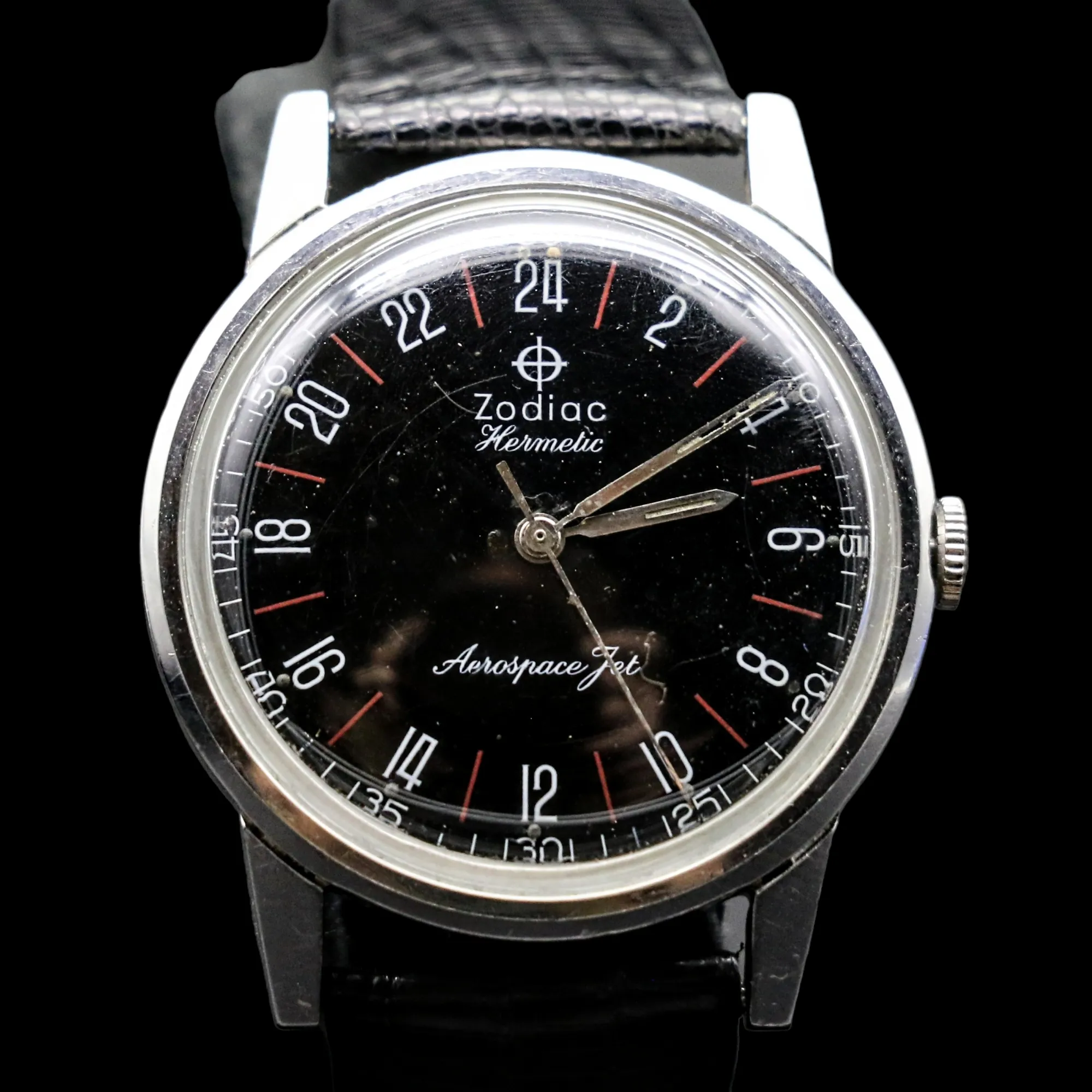 ZODIAC Hermetic Aerospace Jet Wristwatch Cal. 721 17 Jewels Swiss Watch