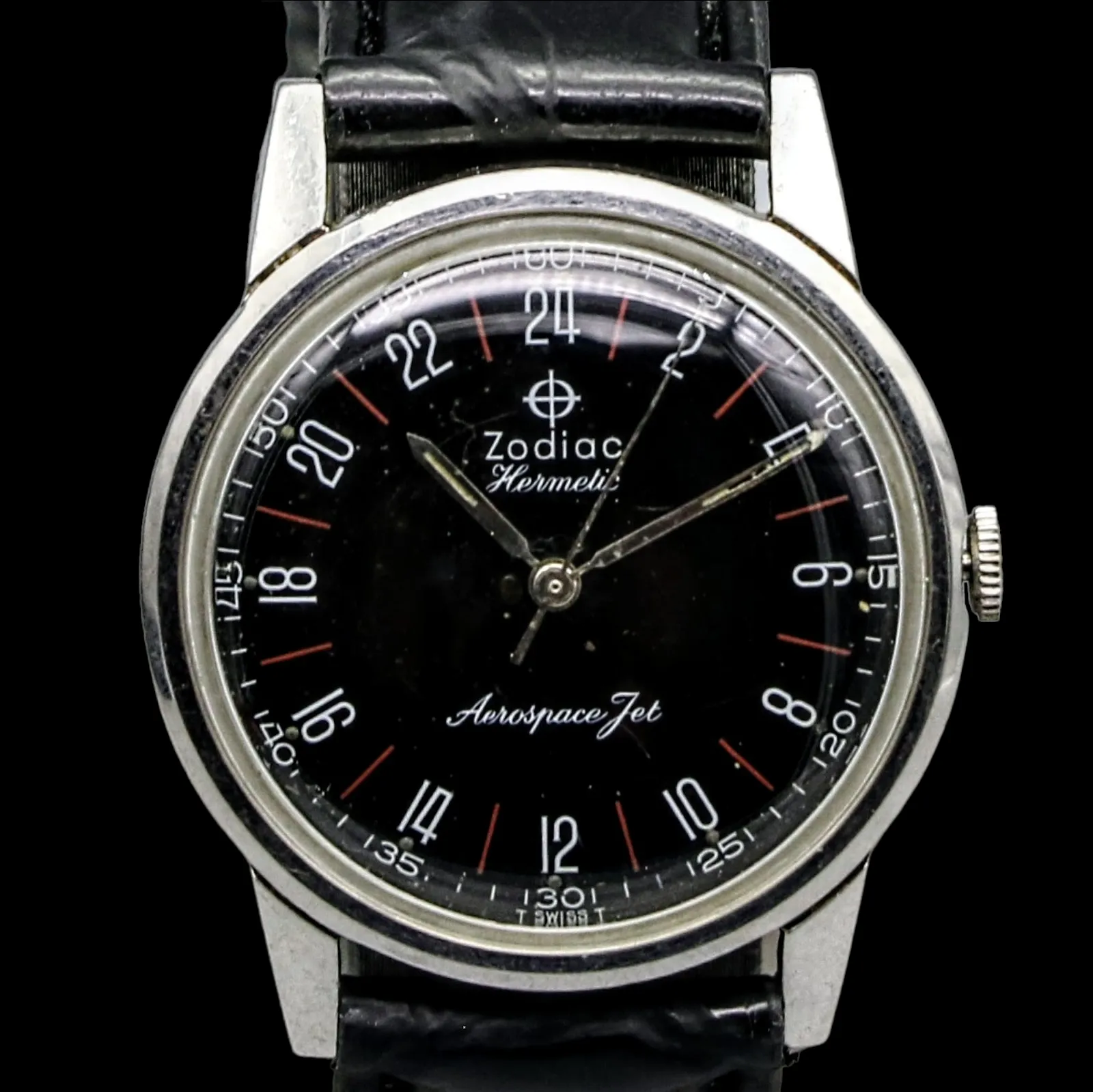ZODIAC Hermetic Aerospace Jet Wristwatch Cal. 721 17 Jewels Swiss Watch